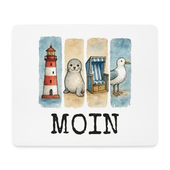 Moin Leuchtturm Robbe Strandkorb Möwe Küste - Mousepad (Querformat) - Weiß - Vorne