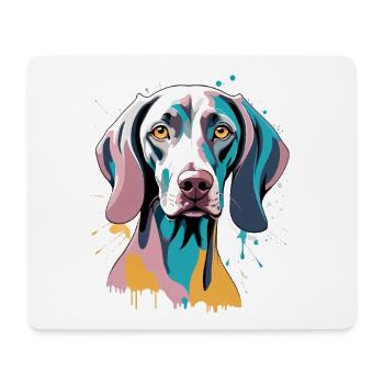 Portrait coloré du braque de Weimar Pop Art - Tapis de souris (format paysage) - blanc - Devant