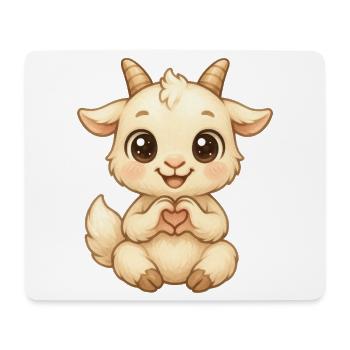 Cute goat with heart hands - Mouse Pad (horizontal) - white - Front