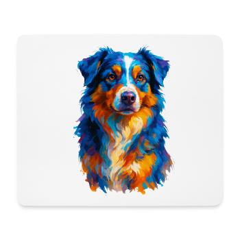 Bunte Australian Shepherd Hund Aquarell - Mousepad (Querformat) - Weiß - Vorne