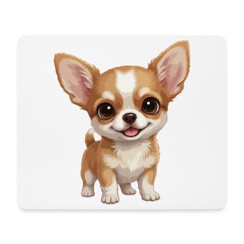 Niedlicher großäugiger Chihuahua-Welpe - Mousepad (Querformat) - Weiß - Vorne