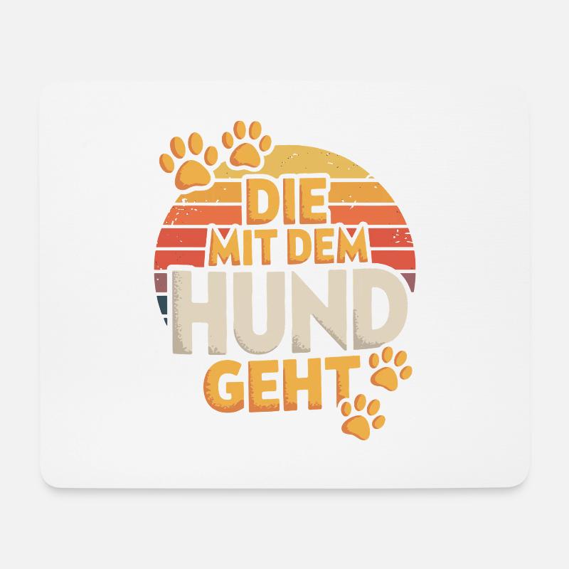  Die Mit Dem Hund Geht Retro Pfoten Hundemama - Mousepad (Querformat) - Weiß