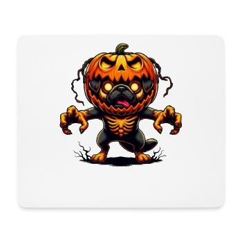 Carlin effrayant Halloween Zombie Dessin animé Citrouille - Tapis de souris (format paysage) - blanc - Devant