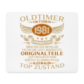 44th Birthday Gift Vintage Car October 1981 - Mouse Pad (horizontal) - white - Front