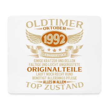 33. Geburtstag Geschenk Oldtimer Oktober 1992 - Mousepad (Querformat) - Weiß - Vorne