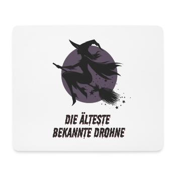Die älteste bekannte Drohne – Hexe auf Besen - Mousepad (Querformat) - Weiß - Vorne