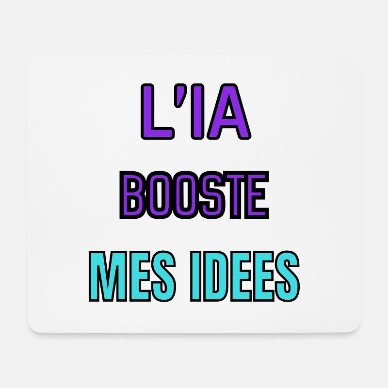 Futuristic quote "AI boosts my ideas" - Mouse Pad (horizontal) - white