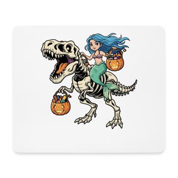 Mermaid Riding Skeleton T-Rex Halloween Dinosa - Mouse Pad (horizontal) - white - Front