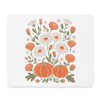 Autumnal Flowers And Pumpkins Illustration - Mouse Pad (horizontal) - white - Front