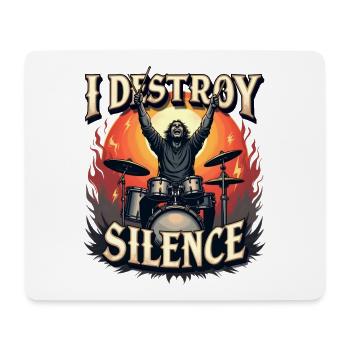 Batteur – I Destroy Silence - Tapis de souris (format paysage) - blanc - Devant