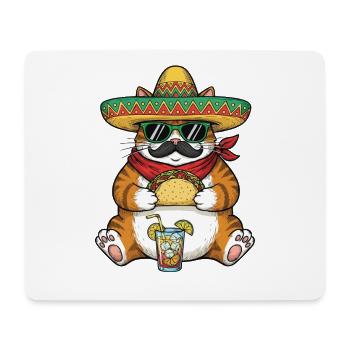Katze Esst Tacos Niedlich Lustig Fiesta - Mousepad (Querformat) - Weiß - Vorne