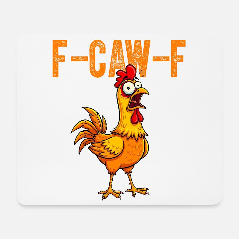 F-Caw-F Lustiges Schreiendes Meme-Huhn - Mousepad (Querformat) - Weiß