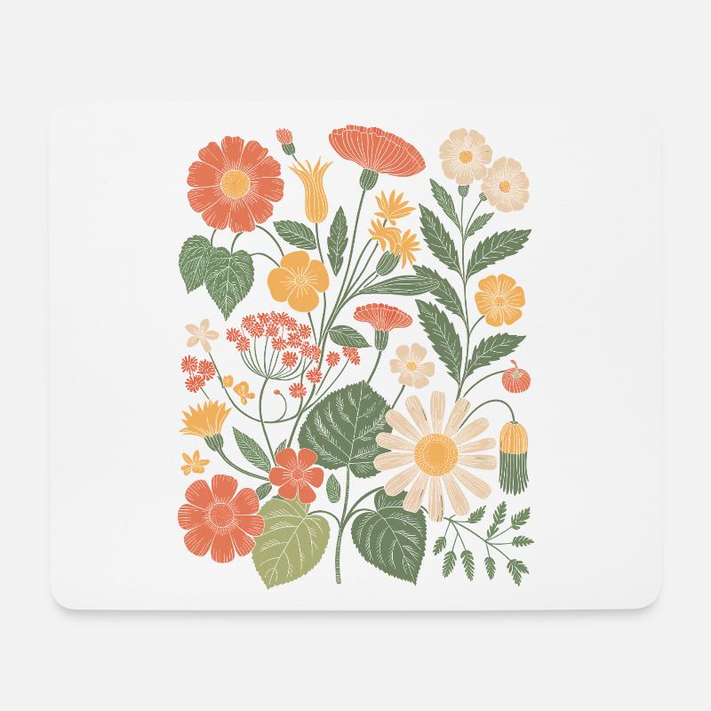 Blumen Vintage Wildblumen Nature - Mousepad (Querformat) - Weiß