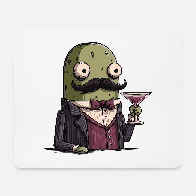 Mafia Pickle | Funny Mobster Vegetable - Mouse Pad (horizontal) - white