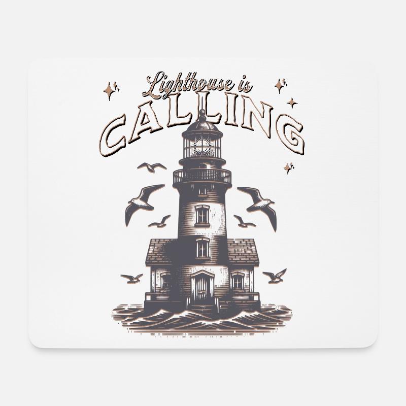 Leuchtturm ruft Küstennächte - Mousepad (Querformat) - Weiß