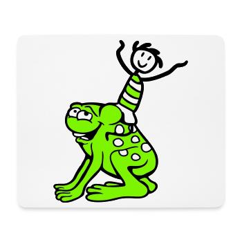 2 Freunde Frosch Junge Reiten Team Kröte Lustig - Mousepad (Querformat) - Weiß - Vorne