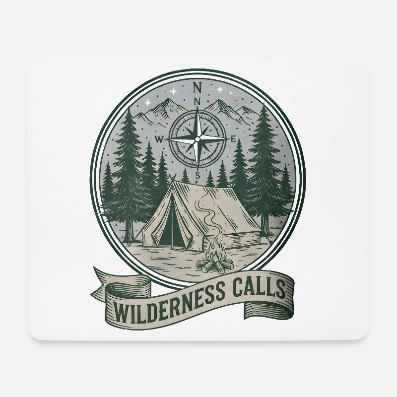 Die Wildnis ruft das Kompass-Camp - Mousepad (Querformat) - Weiß