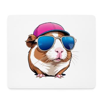 Sunglasses hamster with cap - Mouse Pad (horizontal) - white - Front