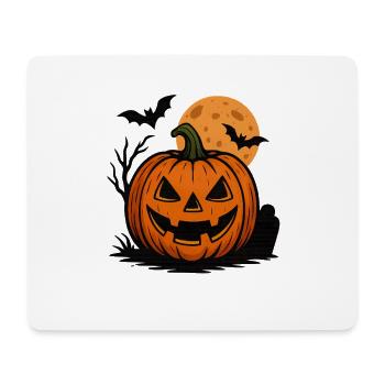 Pumpkin Face Halloween Moonlit Night - Mouse Pad (horizontal) - white - Front