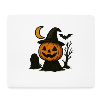 Halloween Kürbis mit Hexenhut - Mousepad (Querformat) - Weiß - Vorne