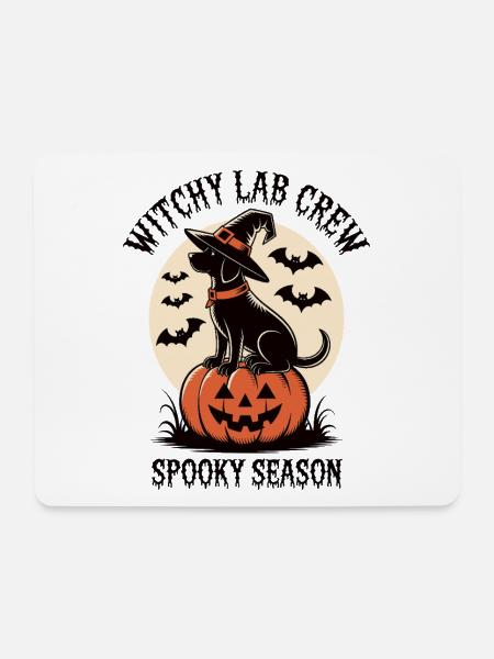Hexenhund auf Kürbis Halloween crew - Mousepad (Querformat) - Weiß