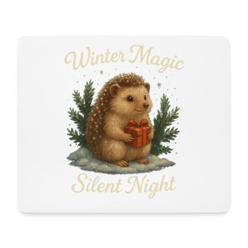 Winterzauber – Stille Nacht mit Igel - Mousepad (Querformat) - Weiß - Vorne
