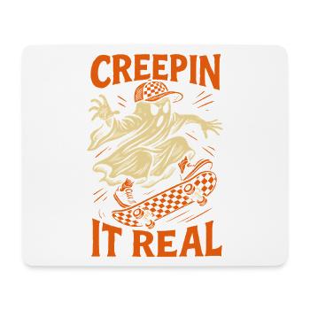 Creepin It Real Ghost Skateboard Halloween - Tapis de souris (format paysage) - blanc - Devant