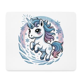 T-shirt licorne avec flocons de neige - Tapis de souris (format paysage) - blanc - Devant