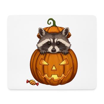 Raccoon Peeking from a Jack-o'-Lantern - Mouse Pad (horizontal) - white - Front