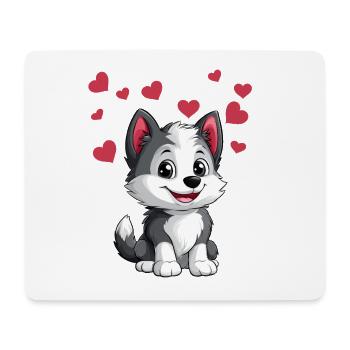 Cute husky with hearts - Mouse Pad (horizontal) - white - Front