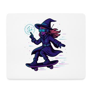 Neon witch on the skateboard - Mouse Pad (horizontal) - white - Front