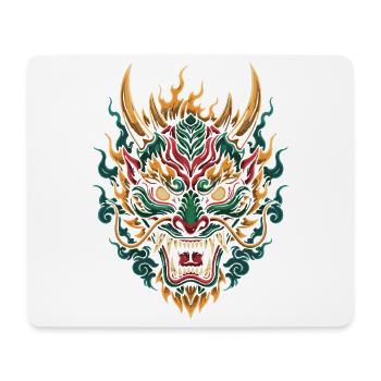 Feuriger Drache Maske | Mythisches Flammentier - Mousepad (Querformat) - Weiß - Vorne