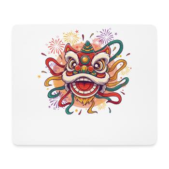 Danse du lion chinois | Célébration du festival - Tapis de souris (format paysage) - blanc - Devant