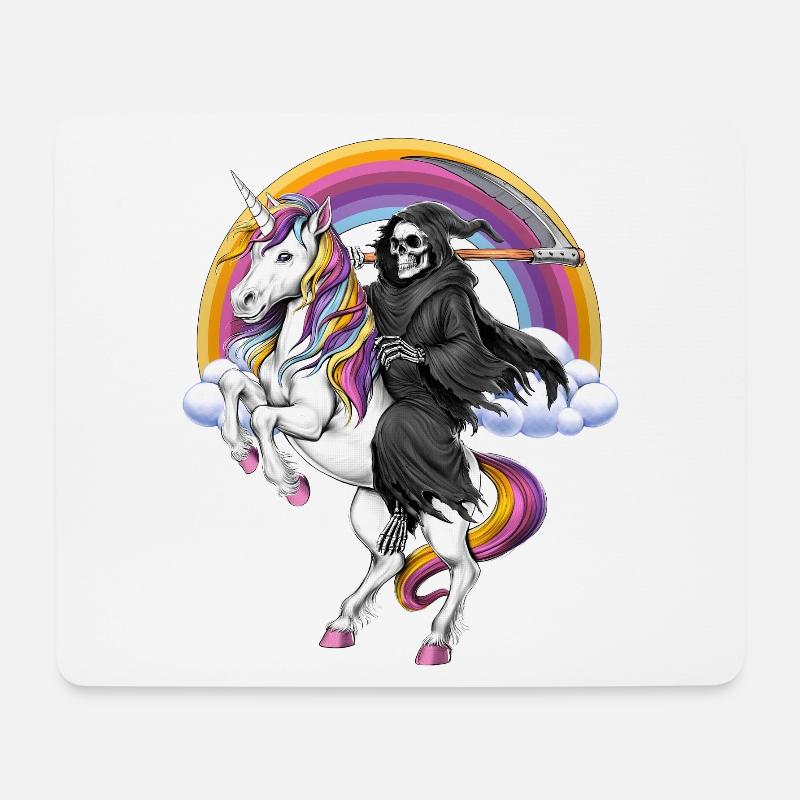 Sensenmann reitet Einhorn - Mousepad (Querformat) - Weiß