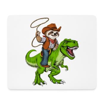 Faultier Cowboy Reitt T-Rex Dinosaurier - Mousepad (Querformat) - Weiß - Vorne