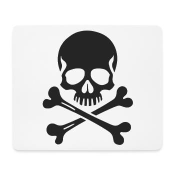 Crâne Jolly Roger classique - Tapis de souris (format paysage) - blanc - Devant