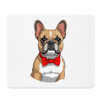 Elégant bouledogue avec nœud papillon rouge - Tapis de souris (format paysage) - blanc - Devant