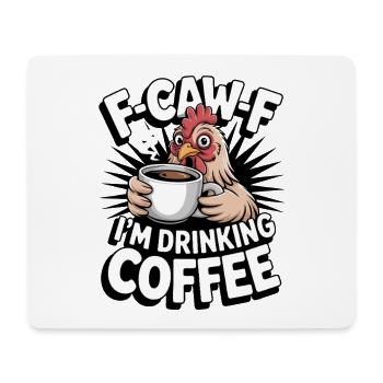 F Caw F Kaffee Hahn Cartoon - Mousepad (Querformat) - Weiß - Vorne