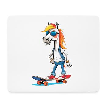 Pony Skateboarder mit Sonnenbrille - Mousepad (Querformat) - Weiß - Vorne