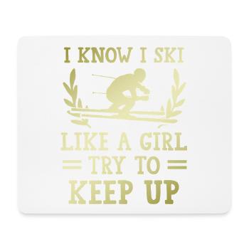Skiez comme une fille - Tapis de souris (format paysage) - blanc - Devant