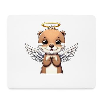 Loutre mignonne avec halo d’ailes d’ange - Tapis de souris (format paysage) - blanc - Devant