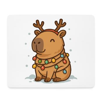 ✨ Reindeer Capybara with Fairy Lights 🎄 - Mouse Pad (horizontal) - white - Front