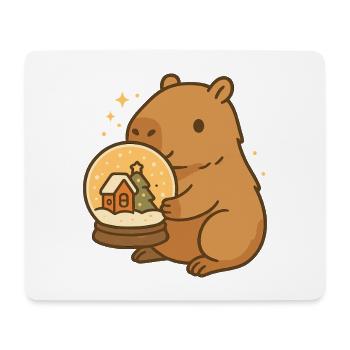 ✨ Capybara mit Schneekugel – Weihnachtszauber - Mousepad (Querformat) - Weiß - Vorne