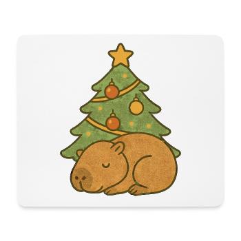 ✨ Schlafendes Capybara unterm Weihnachtsbaum 🎄 - Mousepad (Querformat) - Weiß - Vorne