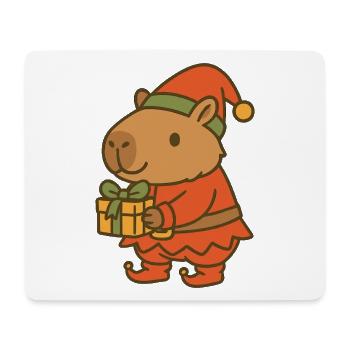 ✨ Nain de Noël Capybara avec cadeau 🎁 - Tapis de souris (format paysage) - blanc - Devant