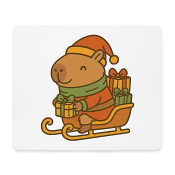 ✨ Capybara en traîneau – Joyeux Noël 🎁 - Tapis de souris (format paysage) - blanc - Devant