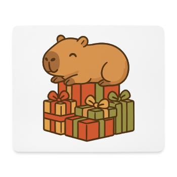 ✨ Sleeping Capybara on Christmas Gifts - Mouse Pad (horizontal) - white - Front