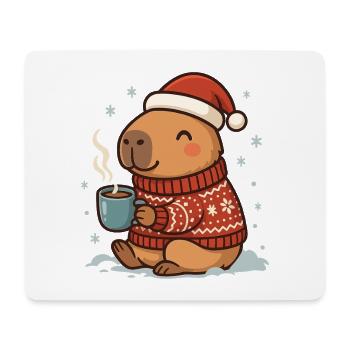 ✨ Cozy Capybara mit Kakao & Weihnachtsmütze - Mousepad (Querformat) - Weiß - Vorne
