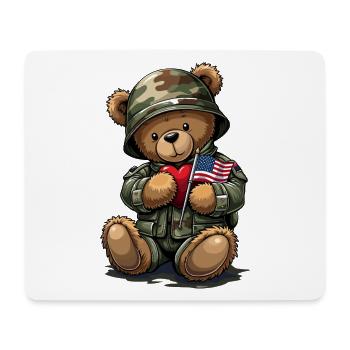 Camouflage bear with heart and flag - Mouse Pad (horizontal) - white - Front