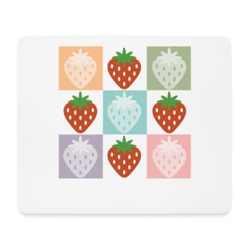 Pastellfarbenes Erdbeergitter Chekered Erdbeere - Mousepad (Querformat) - Weiß - Vorne